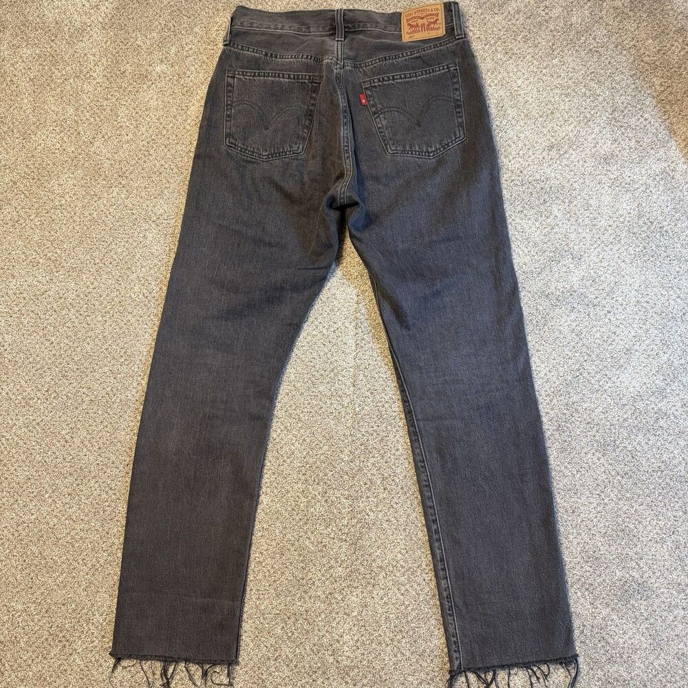 Levis 501 90s Womens Jeans 27x30 Faded Black Straight Leg Button Fly Raw Hem